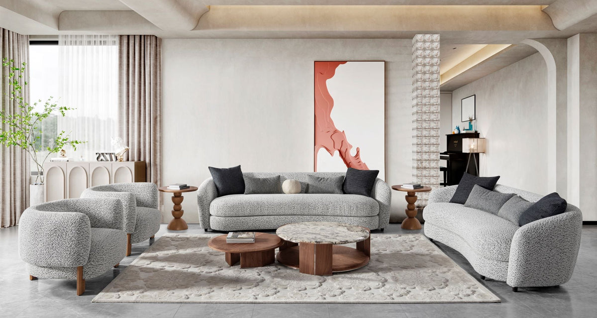 Jamie Grey Boucle 4-Seater Sofa (264cm) XL Sofas| Roots Furniture