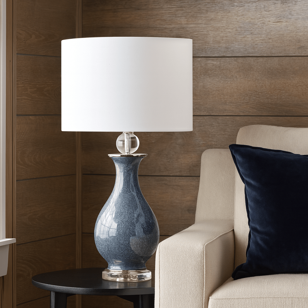 Jarvis Table Lamp 28"Ht.,Ceramic&Crystal Blue Crackle Fini Table Lamps| Crestview
