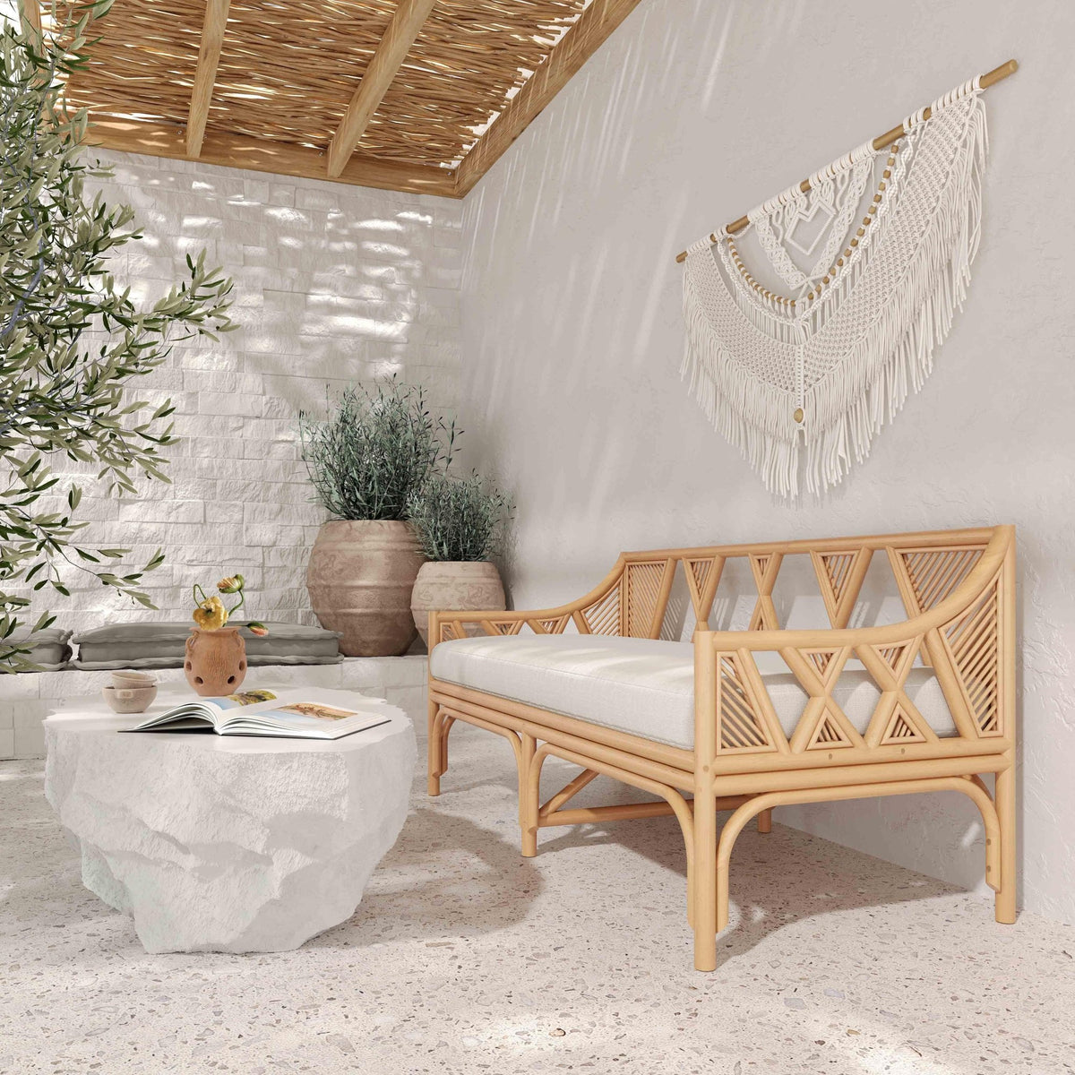 Jayla Natural Rattan Bench Benches| TOV