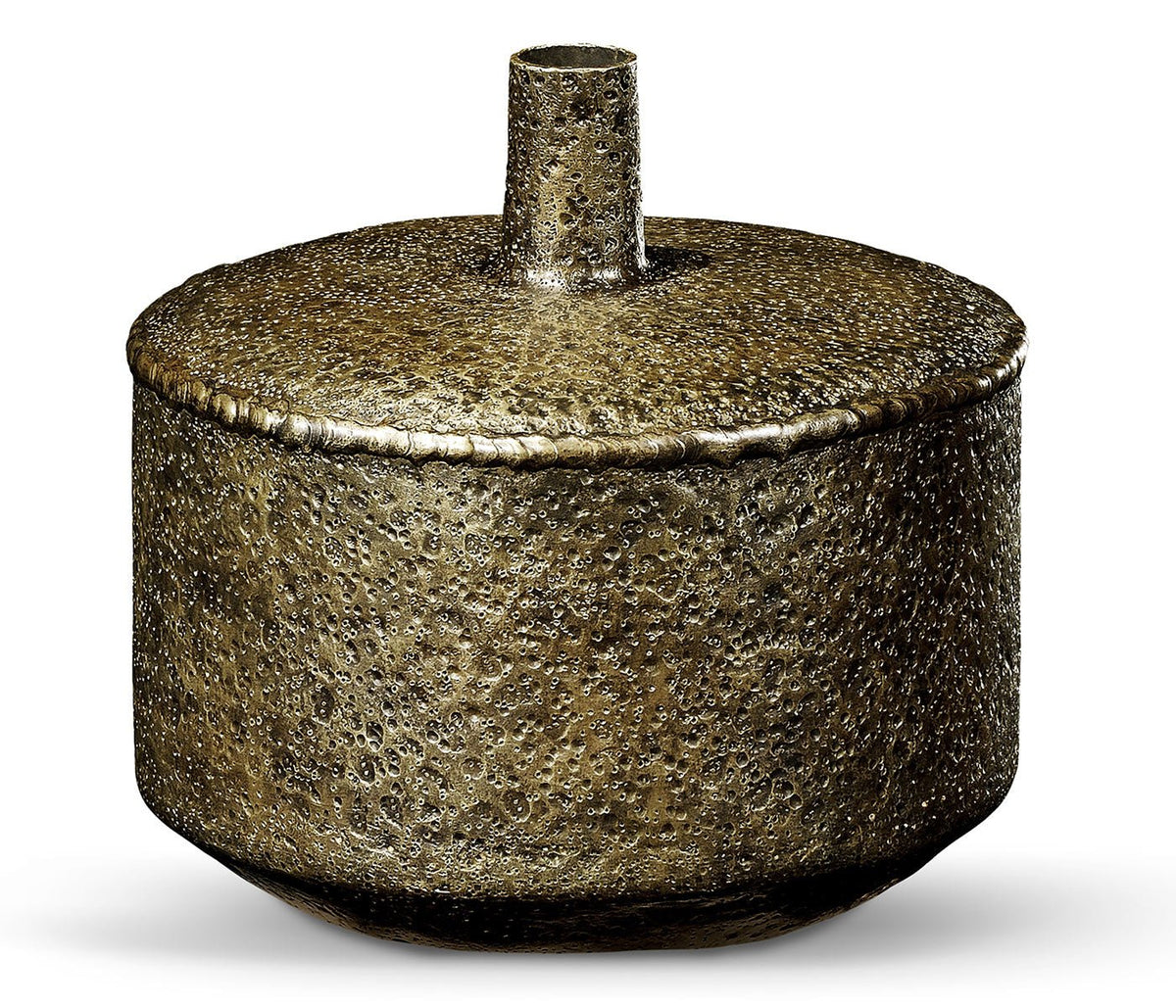 JC Edited - Anvil Collection - Large Textured Brass Lidded Vase Ground Decors| Jonathan Charles