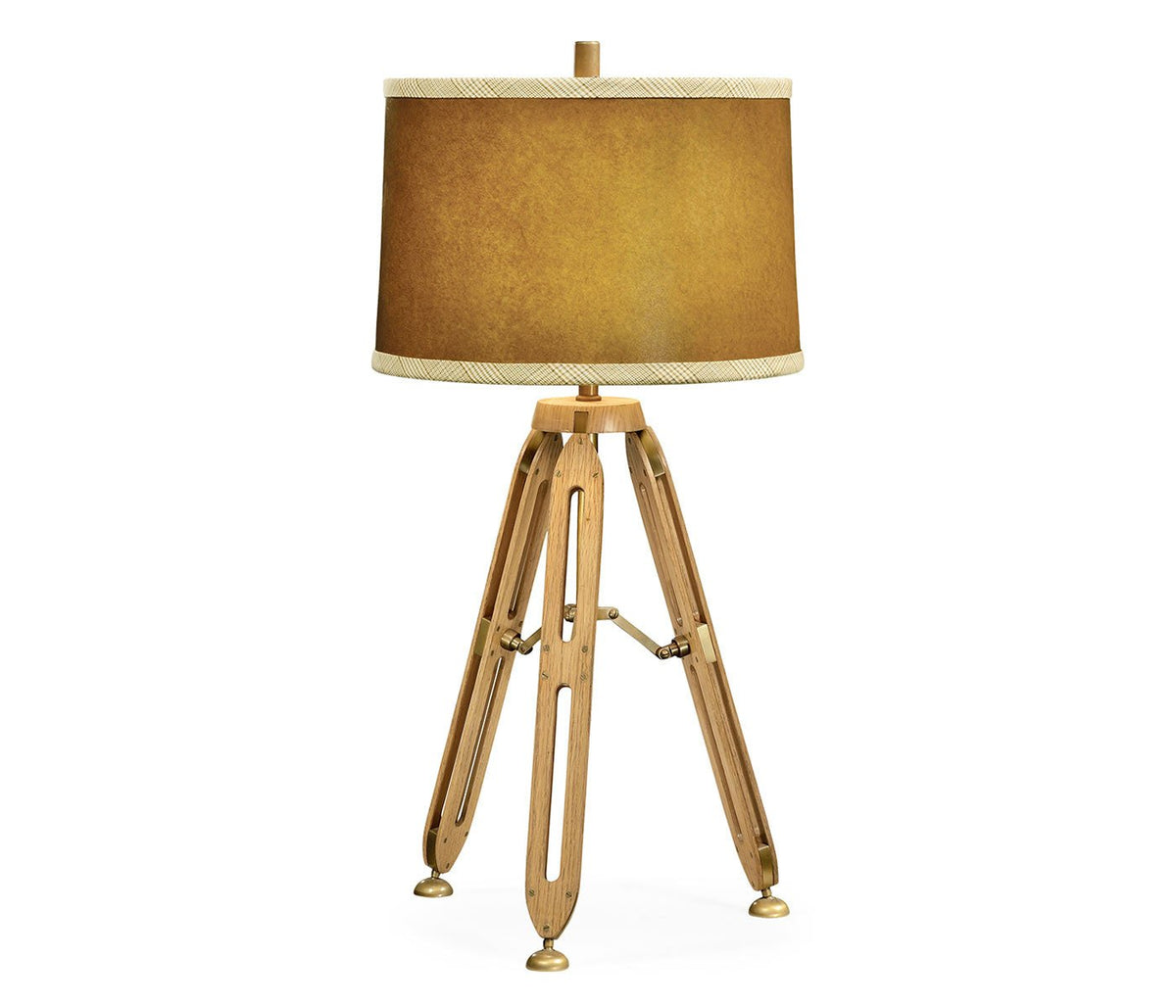 JC Edited - Architects House Collection - 32" Oak Architectural Table Lamp with Brass Stretcher Accent & End Tables| Jonathan Charles
