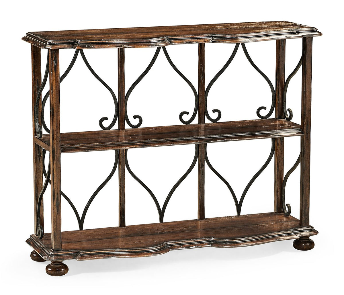 JC Edited - Artisan Collection - Two-Tier Étagère in Rustic Walnut Ground Decors| Jonathan Charles
