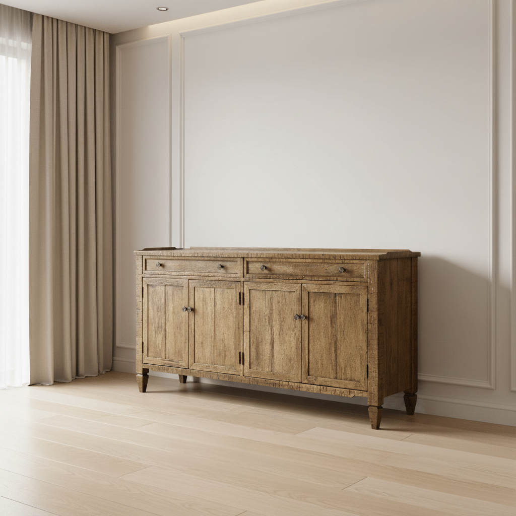 JC Edited - Casually Country Collection - Casual Medium Driftwood Four Door Sideboard Cabinets & Chests| Jonathan Charles