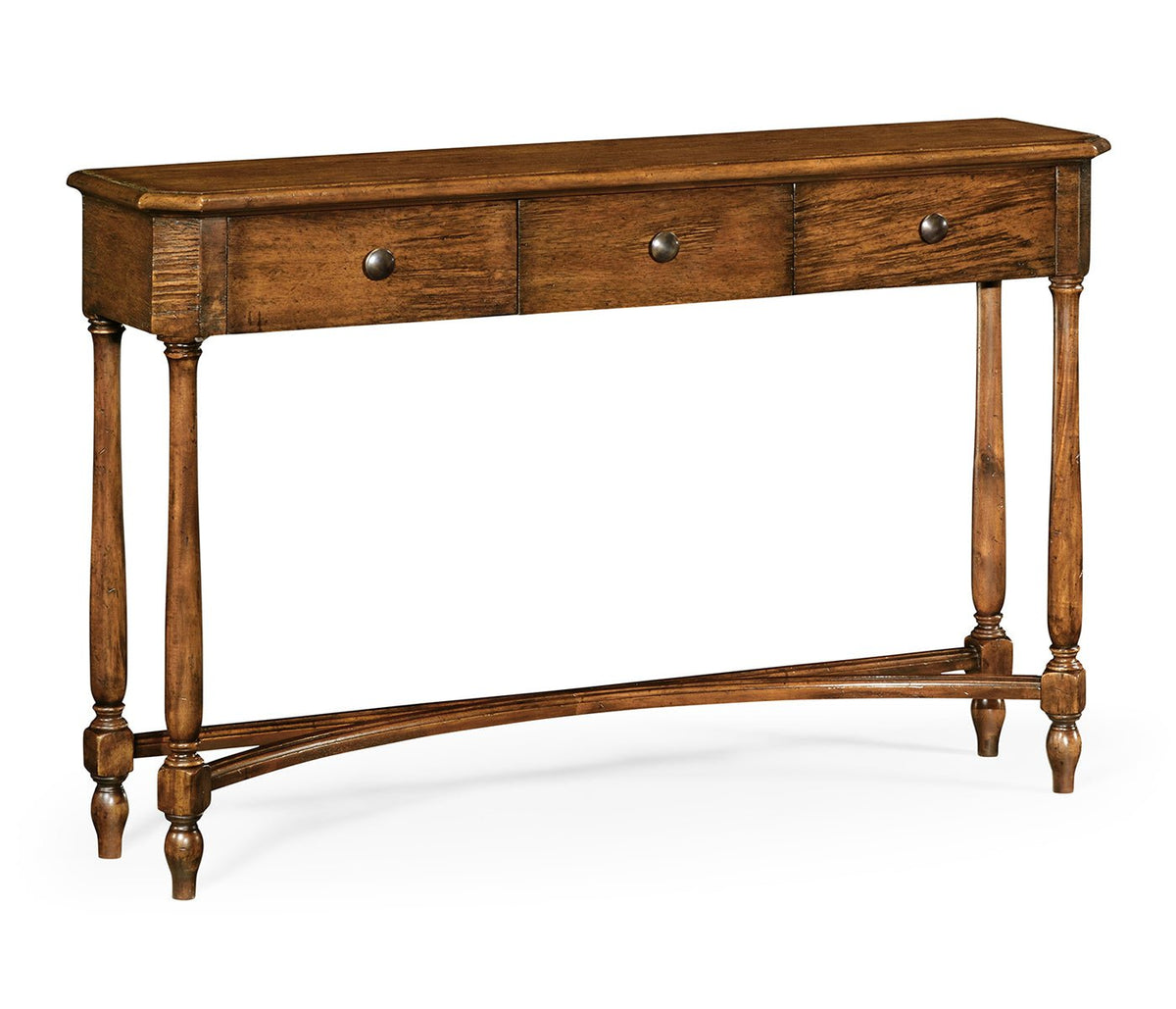 JC Edited - Casually Country Collection - Country Walnut Three Drawer Large Console Table Consoles & Sideboards| Jonathan Charles