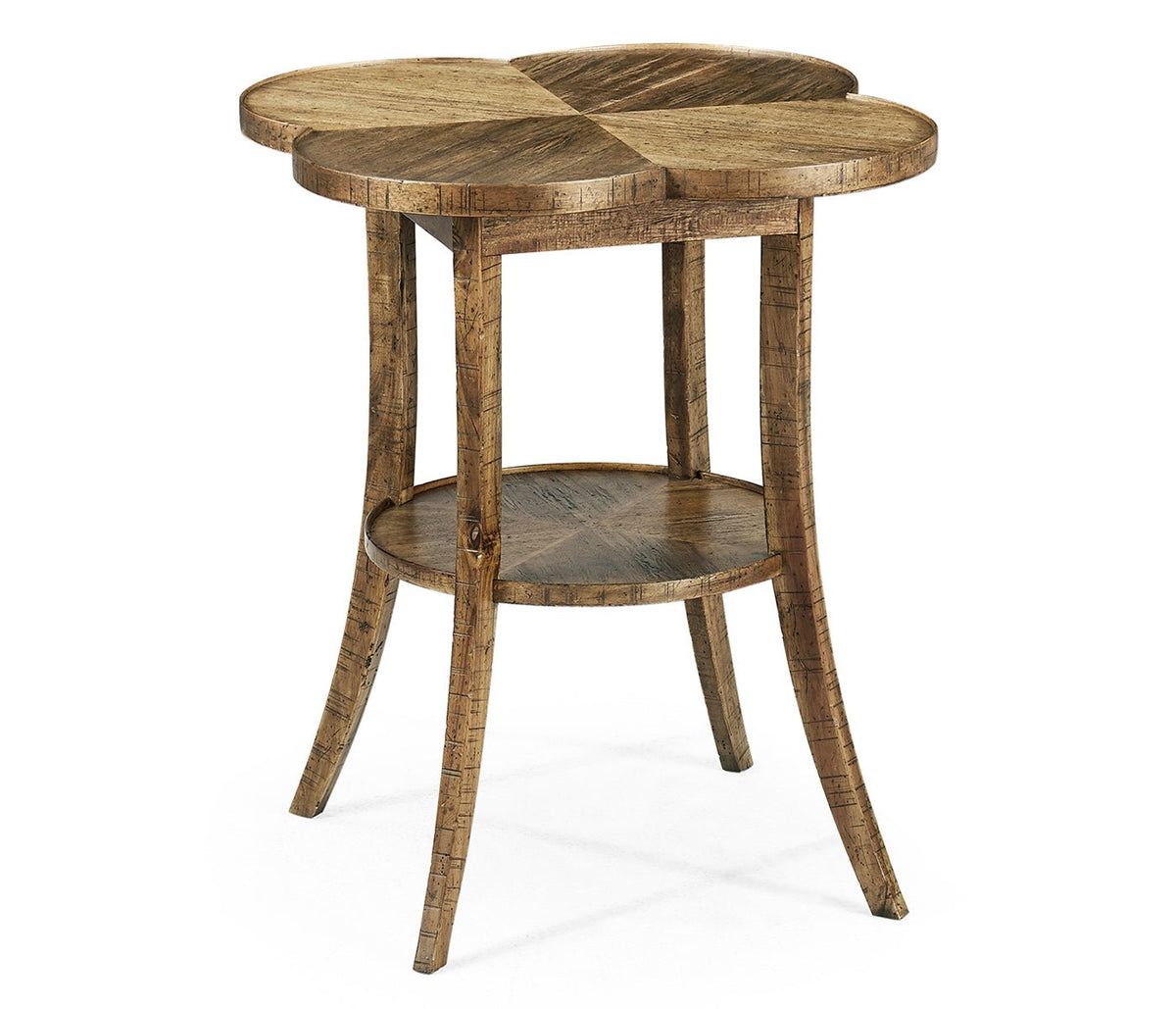 JC Edited - Casually Country Collection - Quatrefoil Lamp Table in Medium Driftwood Accent & End Tables| Jonathan Charles