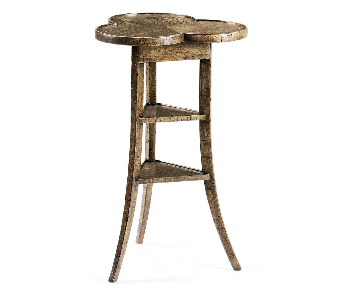 JC Edited - Casually Country Collection - Trefoil Side Table in Medium Driftwood Accent & End Tables| Jonathan Charles