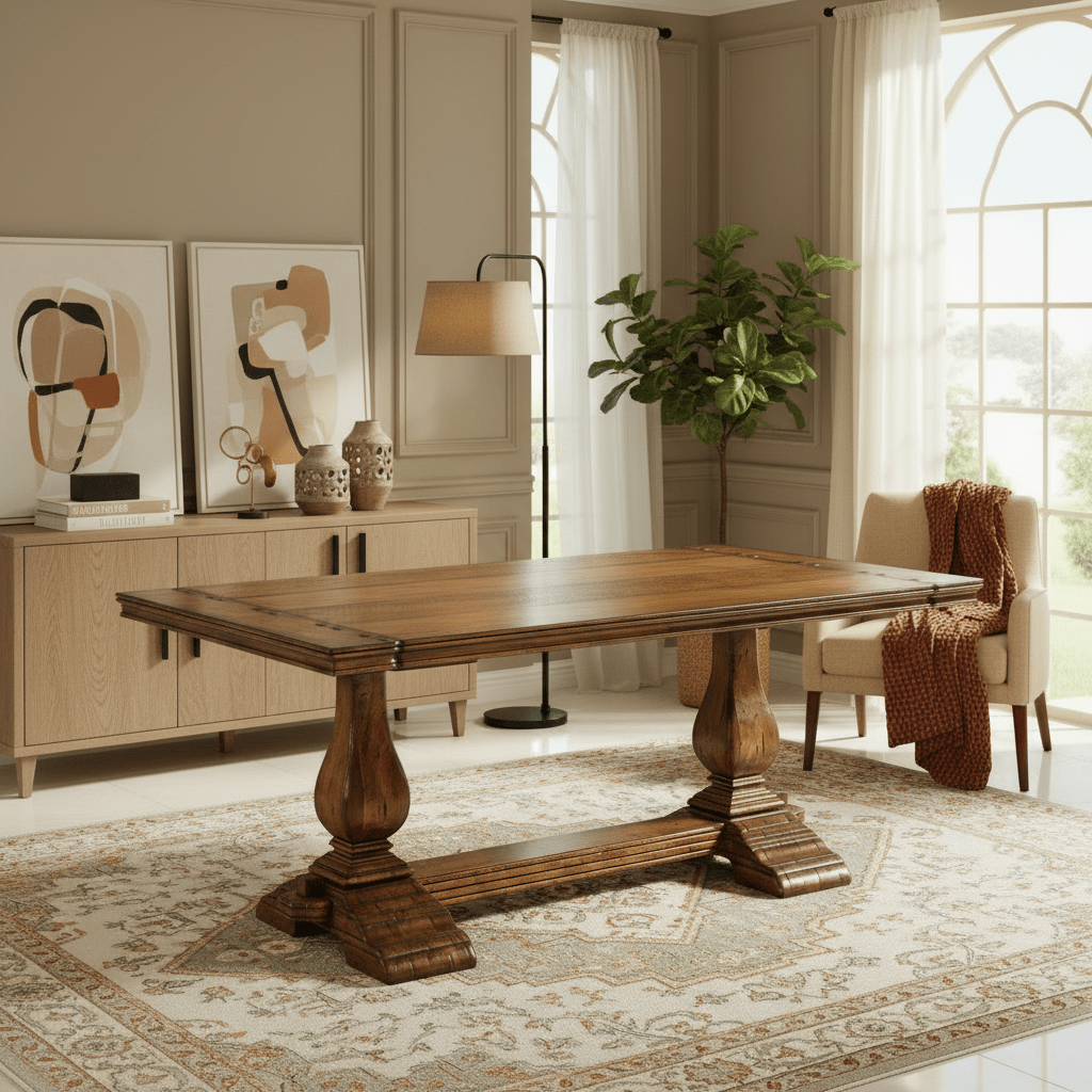 JC Edited - Huntingdon Collection - Figured Walnut Refectory Style Coffee Table Coffee Tables| Jonathan Charles