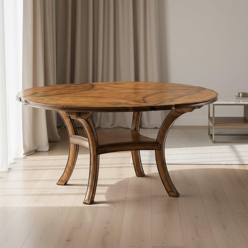 JC Edited - Huntingdon Collection - Figured Walnut Square To Circle Dining Table Dining Tables| Jonathan Charles