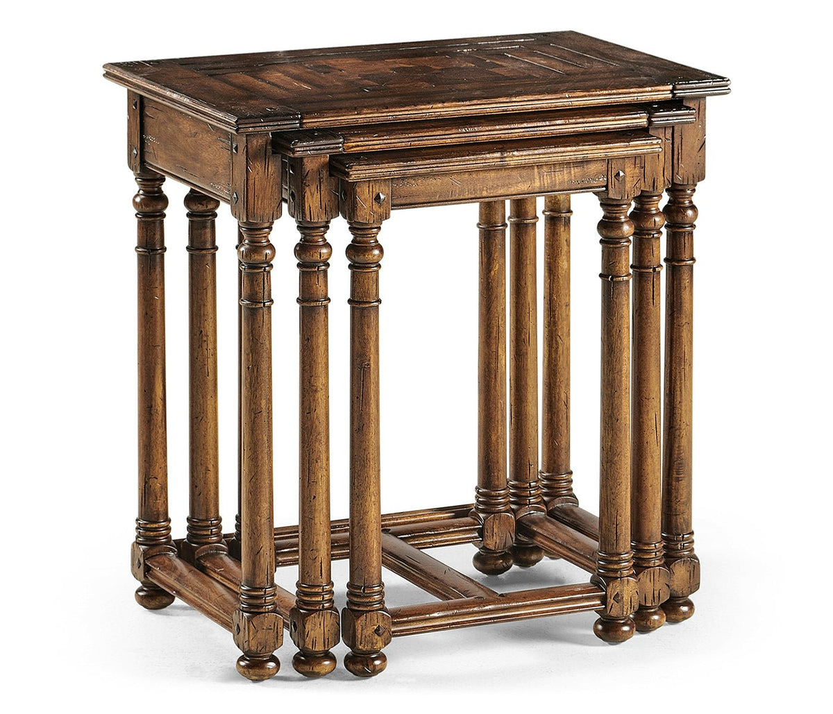 JC Edited - Huntingdon Collection - Nest of Three Country Oyster Tables Ground Decors| Jonathan Charles