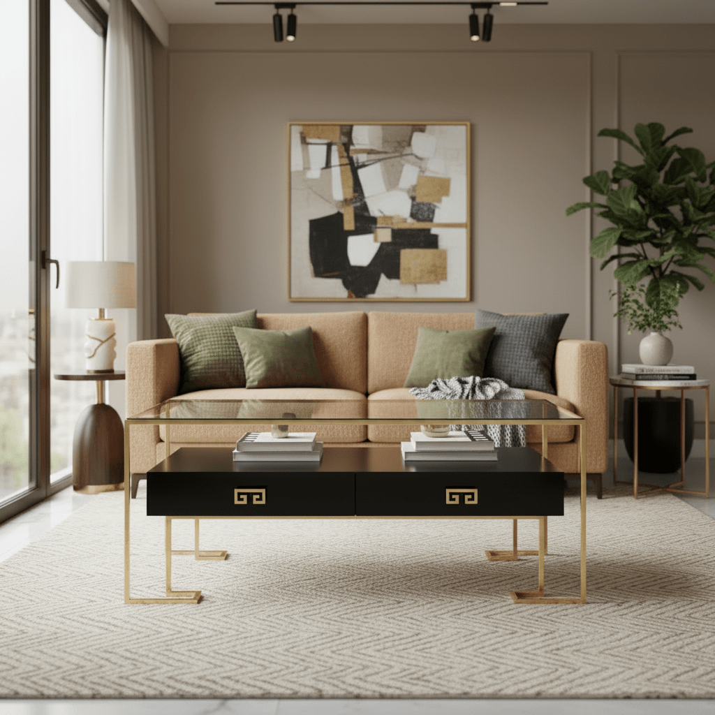 JC Edited - Simply Elegant Collection - Gilded Iron Coffee Table in Smoky Black Coffee Tables| Jonathan Charles
