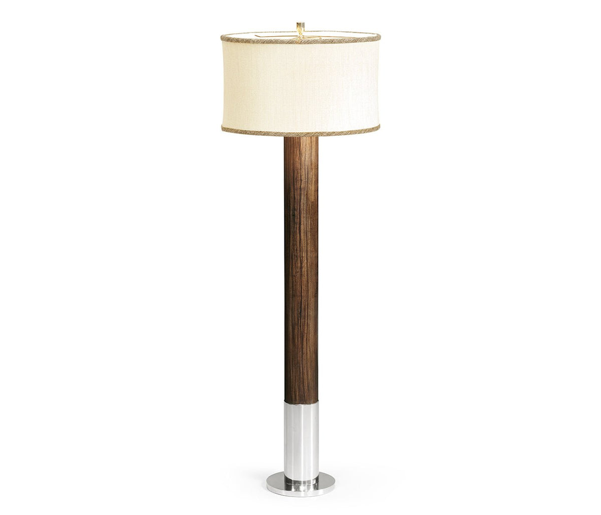 JC Modern - Campaign Collection - Circular Campaign Style Dark Santos Rosewood & White Stainless Steel Floor Lamp Ground Decors| Jonathan Charles