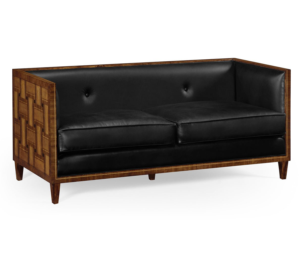 JC Modern - Cosmo Collection - 2.5 Seater Cosmo Sofa, Upholstered in Black Leather Ground Decors| Jonathan Charles