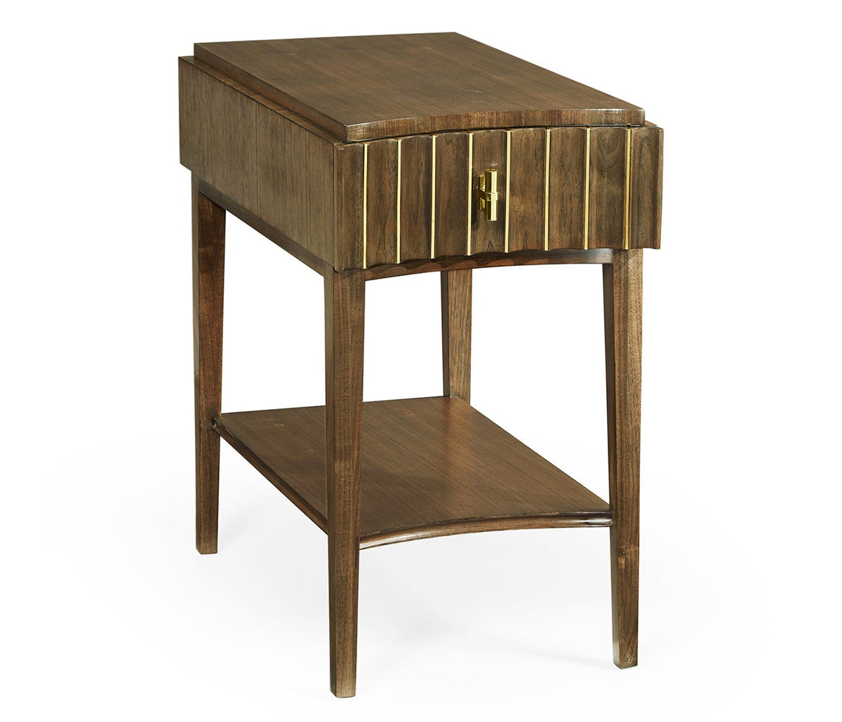 JC Modern - Cosmo Collection - Rectangular Autumn Walnut Reeded End Table Accent & End Tables| Jonathan Charles