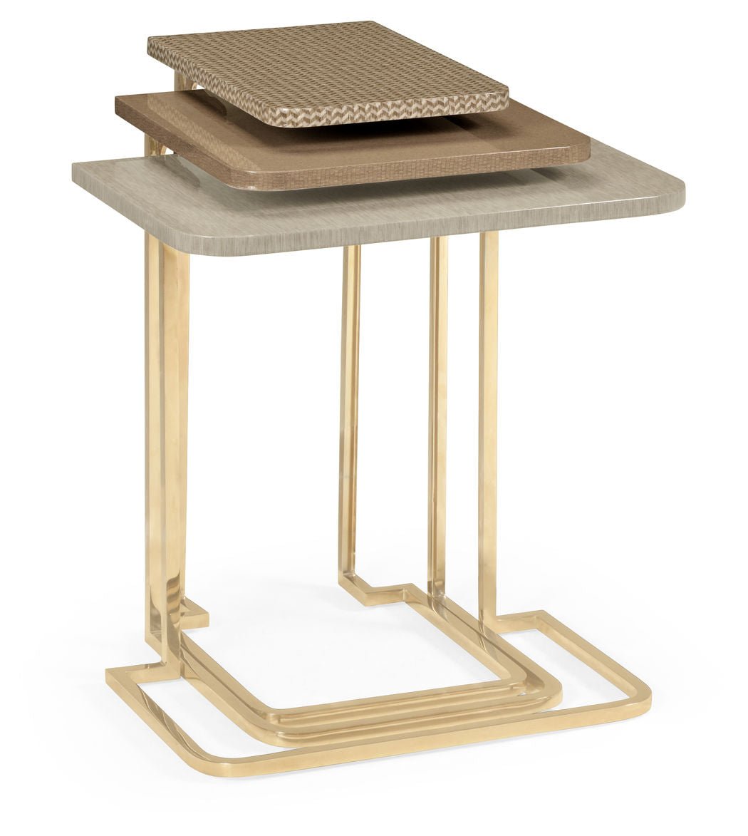 JC Modern - Eclectic Collection - Brown Italian Layer Nesting Tables Ground Decors| Jonathan Charles