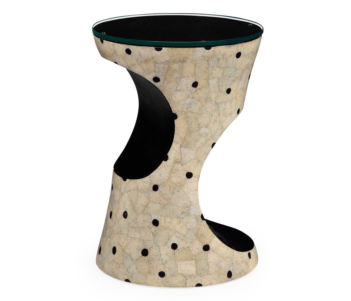 JC Modern - Eclectic Collection - Dalmatian Eggshell Round Cut-Out Lamp Table Accent & End Tables| Jonathan Charles