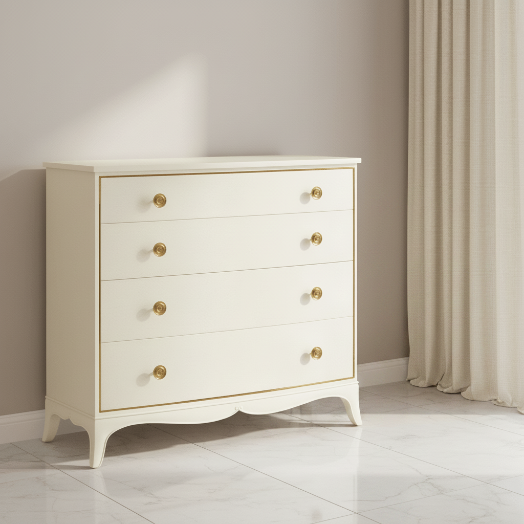 JC Modern - Eclectic Collection - Ivory & Crackle Ceramic Lacquered Chest of Four Drawers Cabinets & Chests| Jonathan Charles