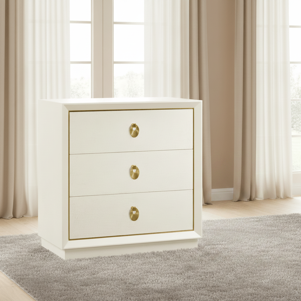 JC Modern - Eclectic Collection - Small Ivory & Crackle Ceramic Lacquered Chest of Drawers Cabinets & Chests| Jonathan Charles