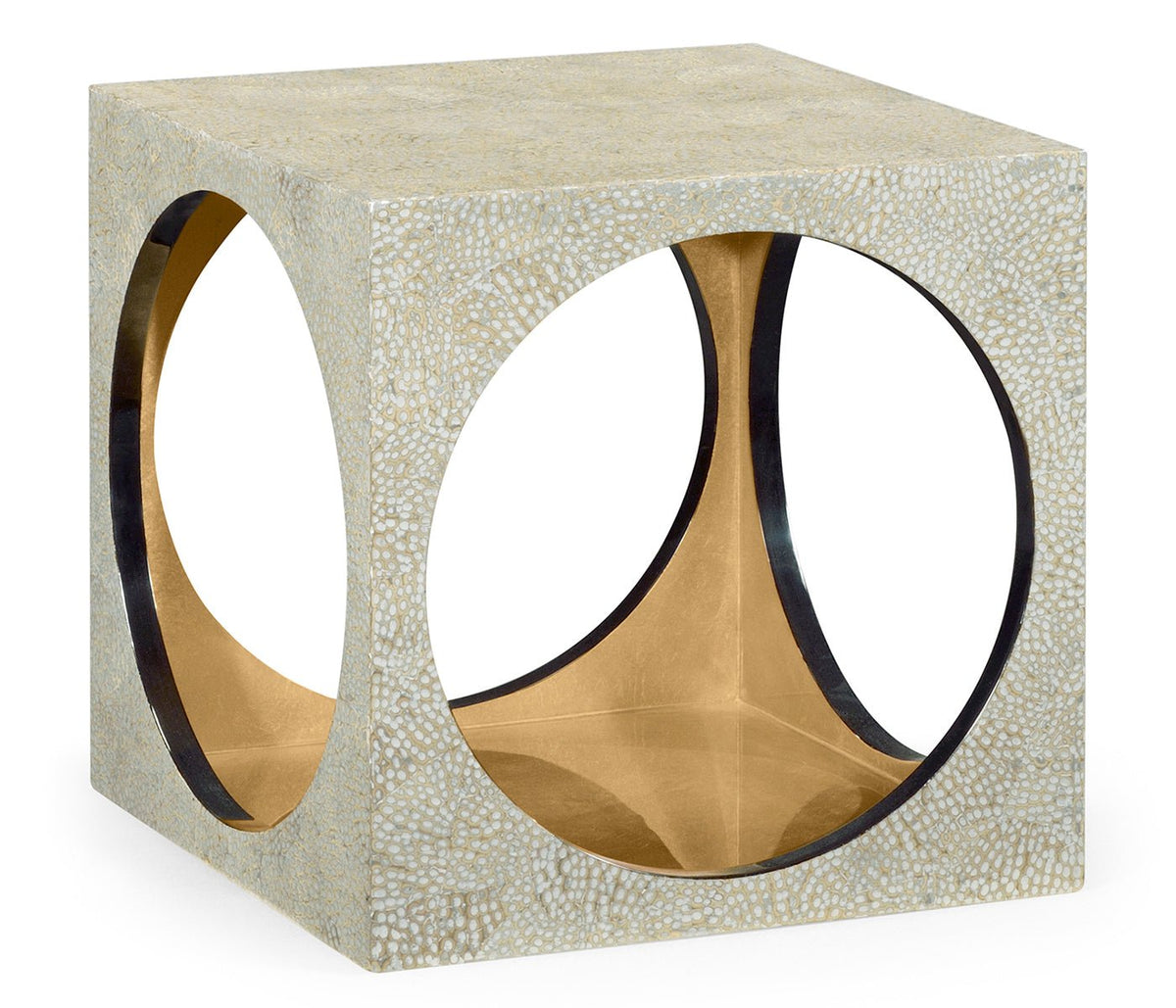 JC Modern - Eclectic Collection - Square Circular Cut-Out Eggshell Stool Ground Decors| Jonathan Charles