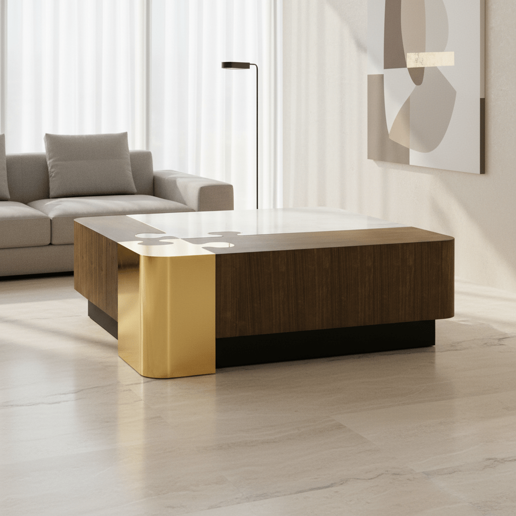 JC Modern - Fusion Collection - Fusion Marble Puzzle Cocktail Table Coffee Tables| Jonathan Charles