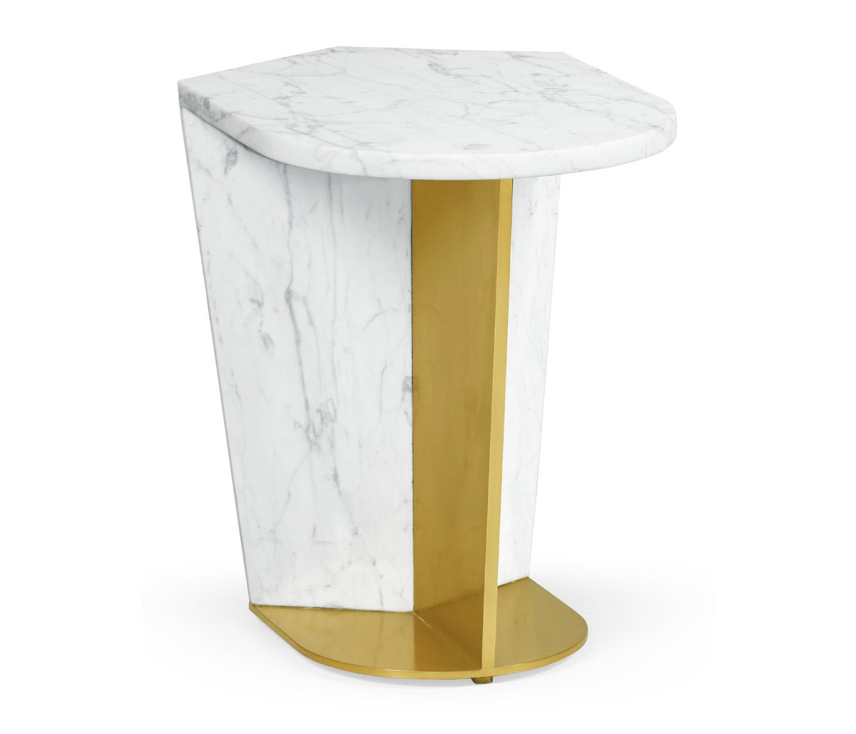 JC Modern - Fusion Collection - Fusion Medium White Marble & Brass End Table Accent & End Tables| Jonathan Charles