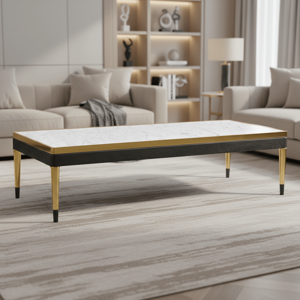 JC Modern - Fusion Collection - Fusion Rectangular Oak & Marble Cocktail Table Coffee Tables| Jonathan Charles