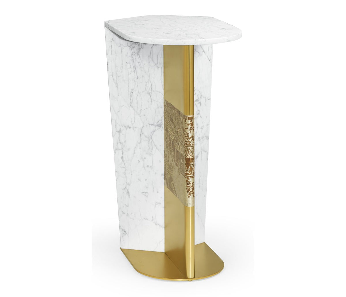 JC Modern - Fusion Collection - Fusion White & Black Marble End Table Accent & End Tables| Jonathan Charles