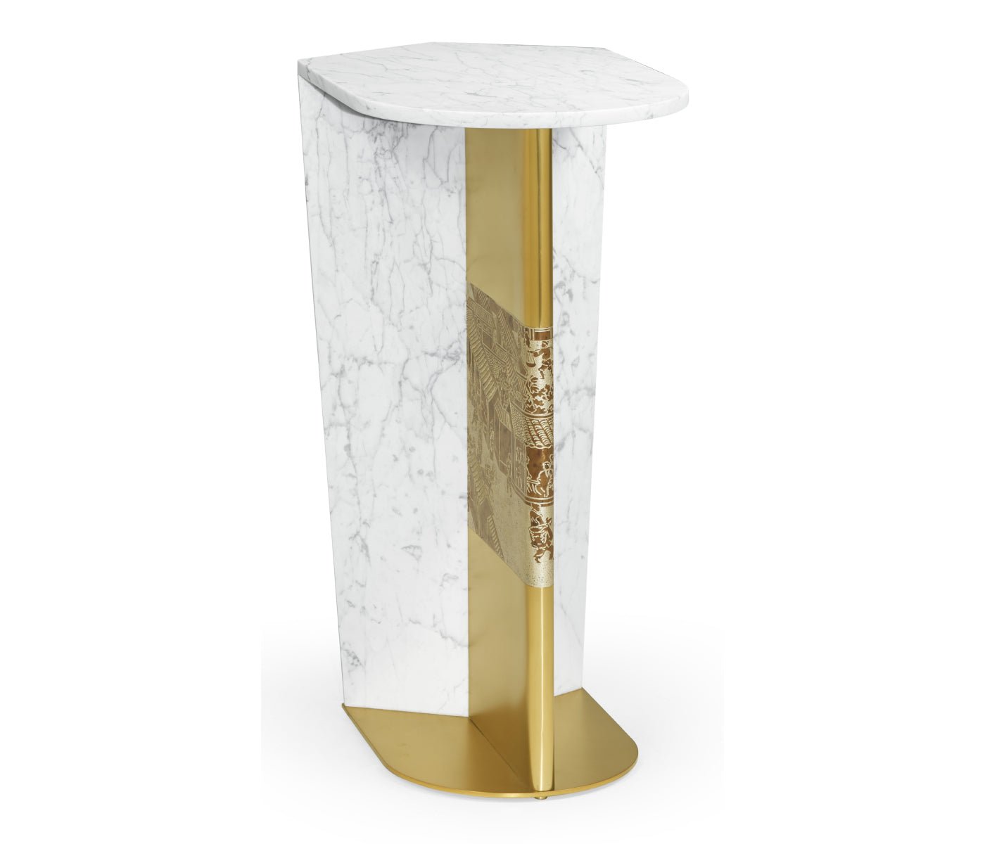 JC Modern - Fusion Collection - Fusion White Marble & Brass End Table ...
