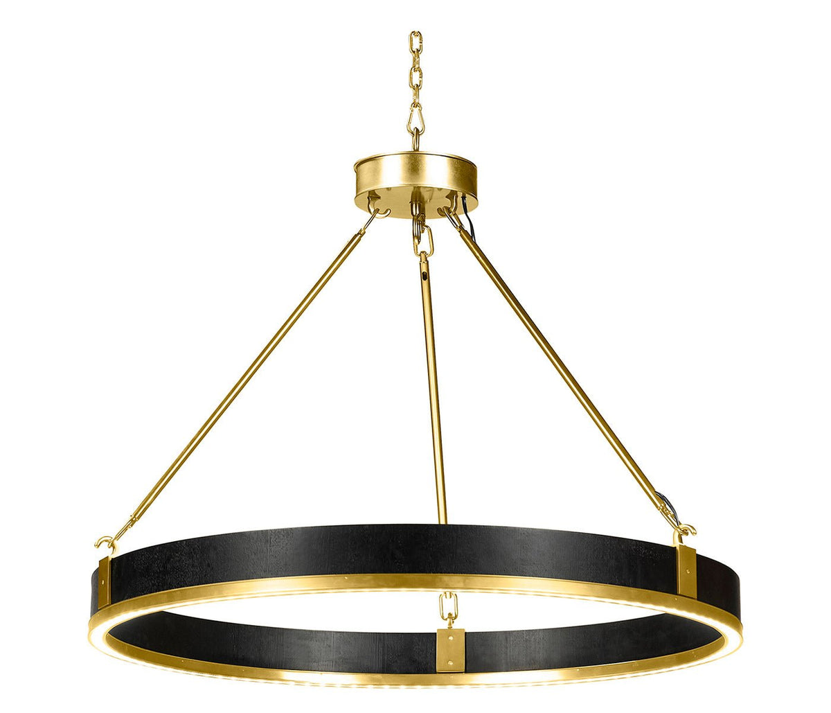 JC Modern - Fusion Collection - Round Contemporary Ebonised Oak & Brass Chandelier Ground Decors| Jonathan Charles