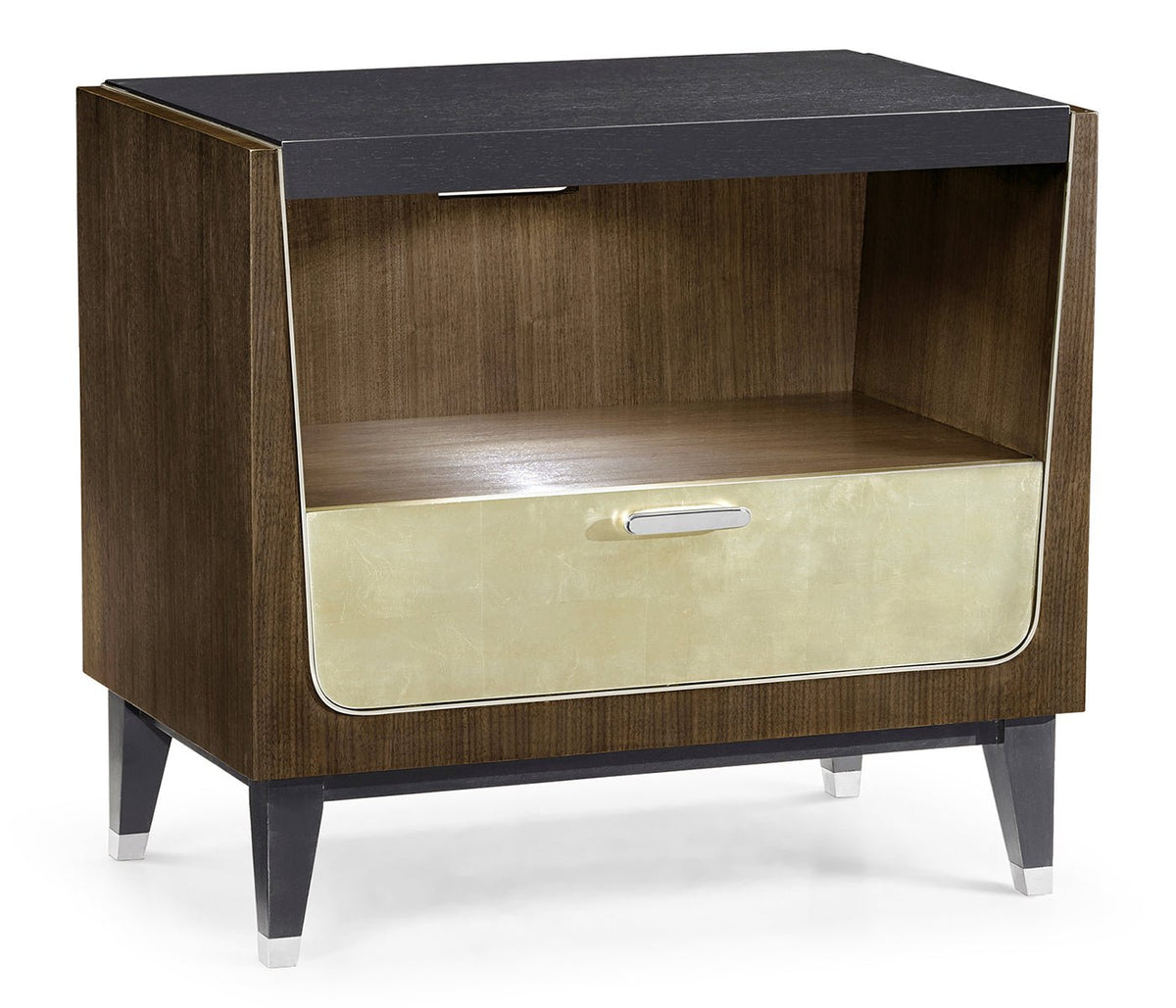 JC Modern - Gatsby Collection - Gatsby Champagne Silver-Leaf Bedside Cabinet Cabinets & Chests| Jonathan Charles