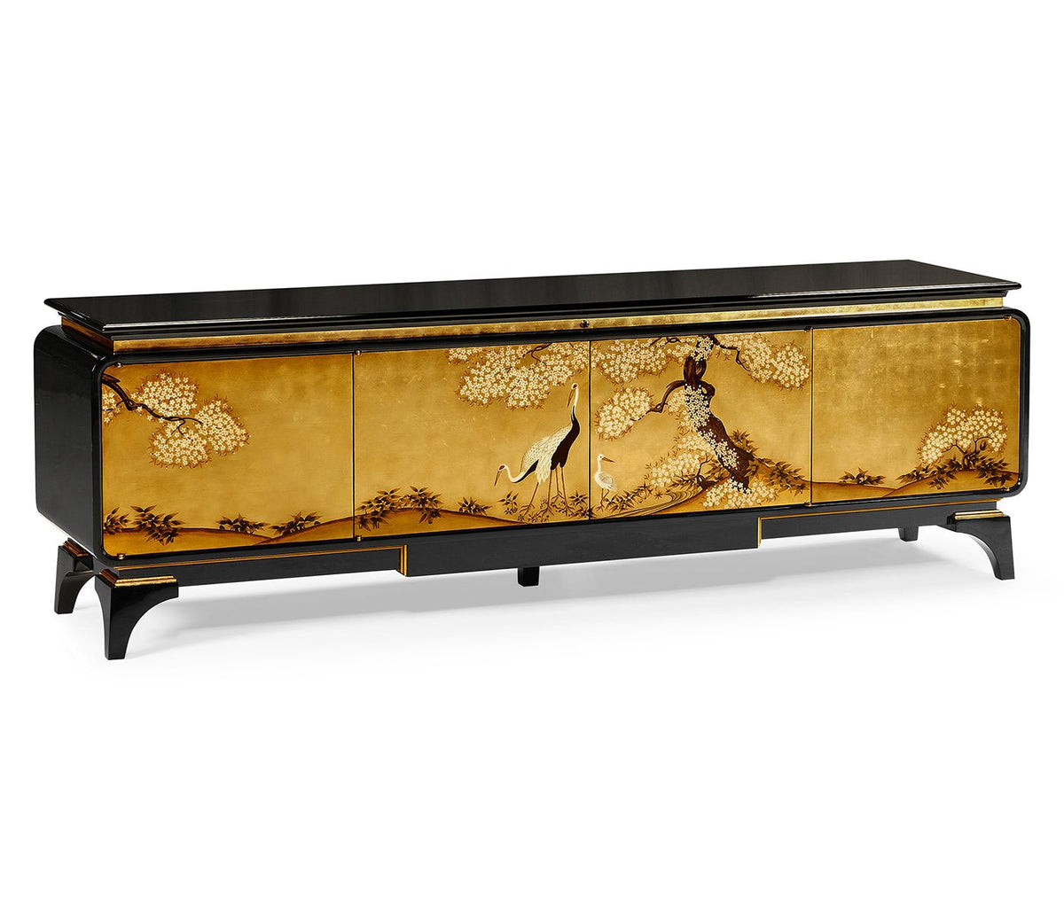 JC Modern - Indochine Collection - Modern Asian Smoky Black & Gold Entertainment Cabinet Consoles & Sideboards| Jonathan Charles