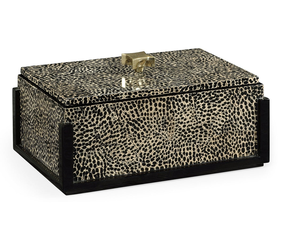 JC Modern - Indochine Collection - Rectangular Eggshell Box with Brass Handle Ground Decors| Jonathan Charles