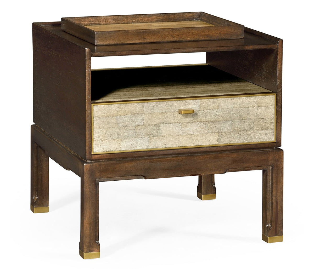 JC Modern - Langkawi Collection - Small Lymed Mink Bedside Table with Tray Accent & End Tables| Jonathan Charles