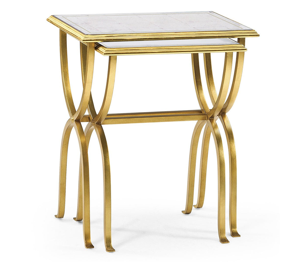 JC Modern - Luxe Collection - Églomisé & Gilded Iron Nest of Tables Ground Decors| Jonathan Charles