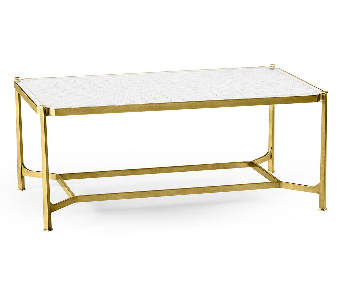 JC Modern - Luxe Collection - Églomisé & Gilded Iron Rectangular Coffee Table Accent & End Tables| Jonathan Charles