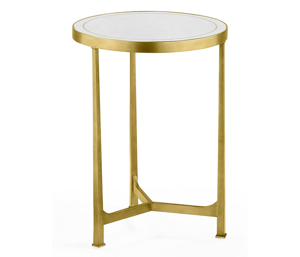JC Modern - Luxe Collection - Églomisé & Gilded Iron Round Lamp Table Accent & End Tables| Jonathan Charles
