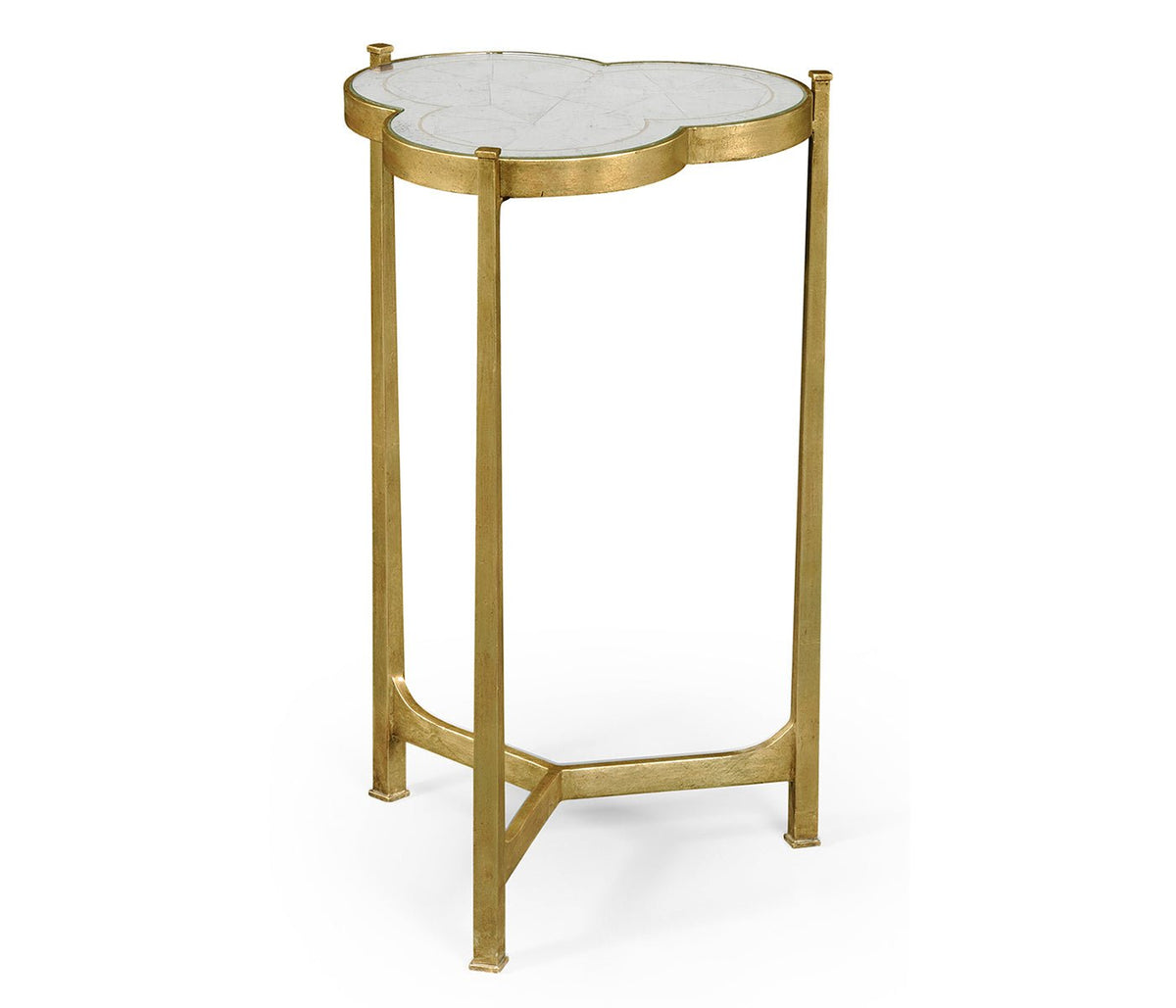 JC Modern - Luxe Collection - Églomisé & Gilded Iron Trefoil Lamp Table Accent & End Tables| Jonathan Charles