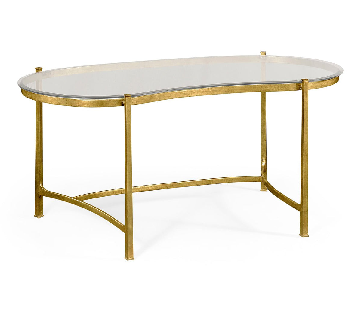 JC Modern - Luxe Collection - Gilded Kidney Desk with Glass Top Ground Decors| Jonathan Charles