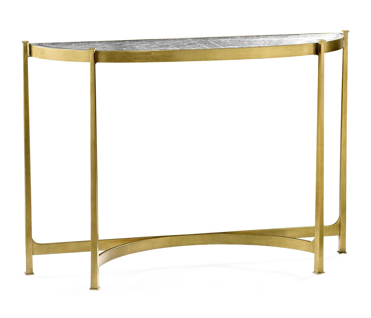 JC Modern - Luxe Collection - Large Églomisé & Gilded Iron Demilune Console Consoles & Sideboards| Jonathan Charles