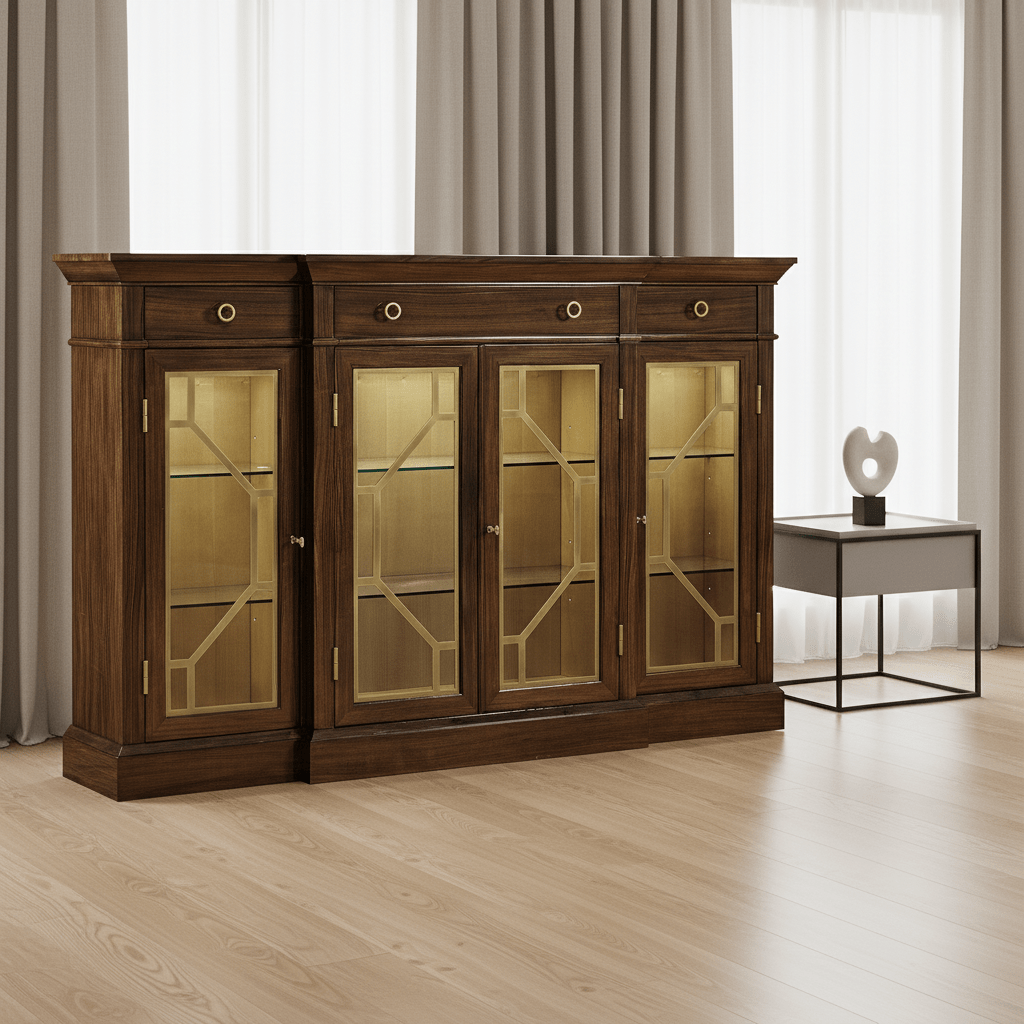JC Modern - Octavia Collection - Dark Rosewood Four-Door Display Cabinet Cabinets & Chests| Jonathan Charles