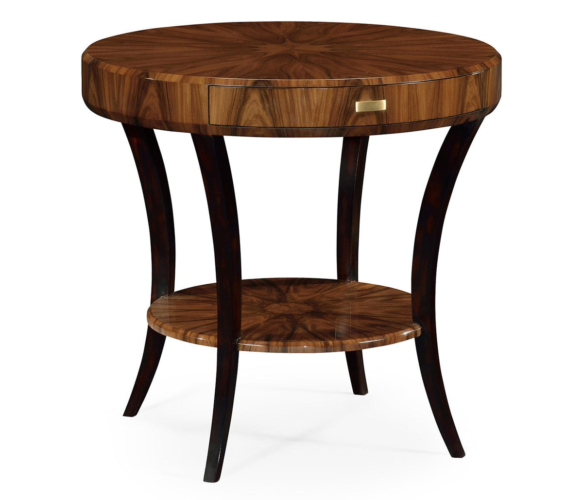 JC Modern - Santos Collection - Art Deco High Lustre Round Side Table with Drawer Accent & End Tables| Jonathan Charles