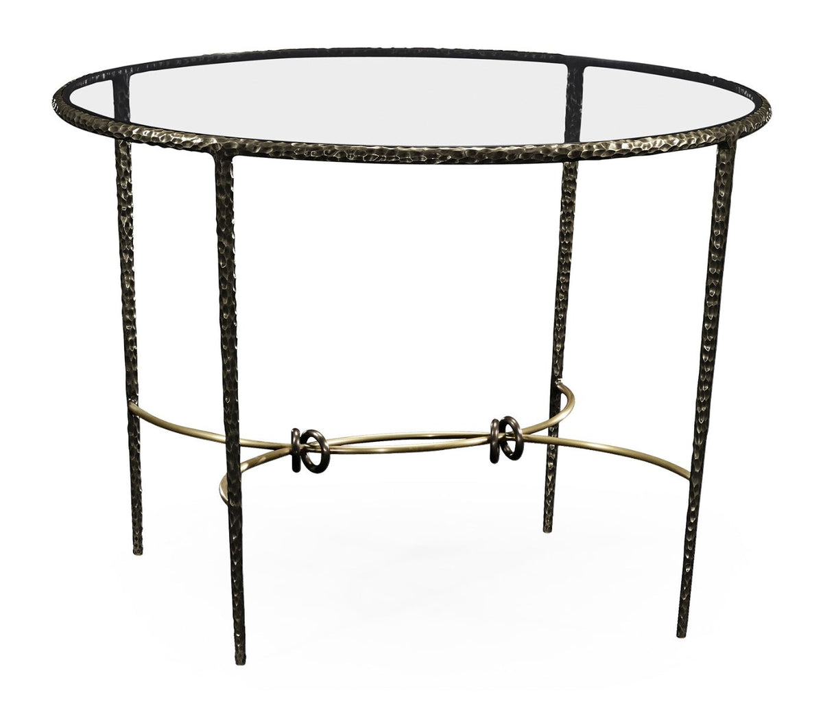 JC Modern - Stiletto Collection - Hammered Antique Black Brass Circular Centre Table Accent & End Tables| Jonathan Charles