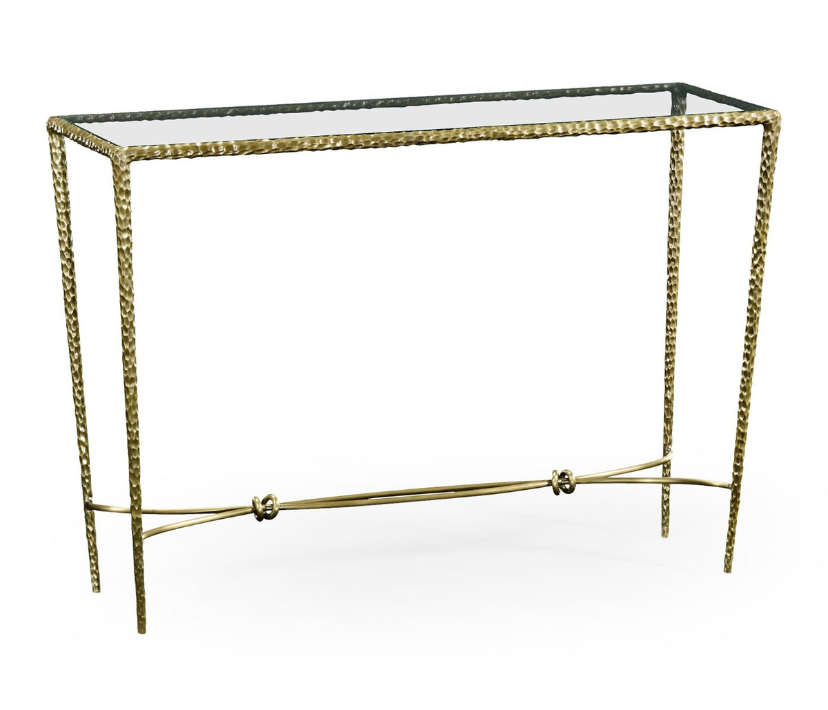 JC Modern - Stiletto Collection - Hammered Light Brown Brass Rectangular Console Consoles & Sideboards| Jonathan Charles