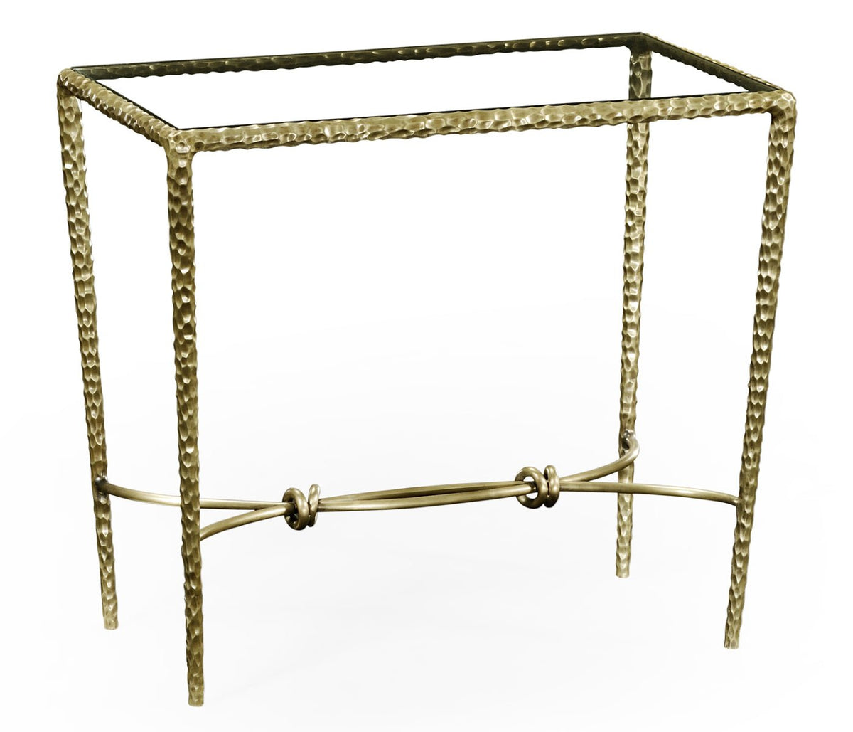 JC Modern - Stiletto Collection - Hammered Light Brown Brass Rectangular Side Table Accent & End Tables| Jonathan Charles