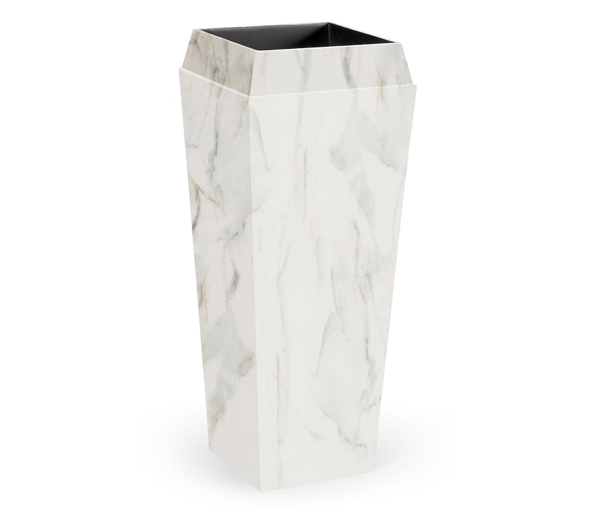 JC Outdoor - Biscayne Collection - Large Square Faux White & Grey Marble Planter Ground Decors| Jonathan Charles