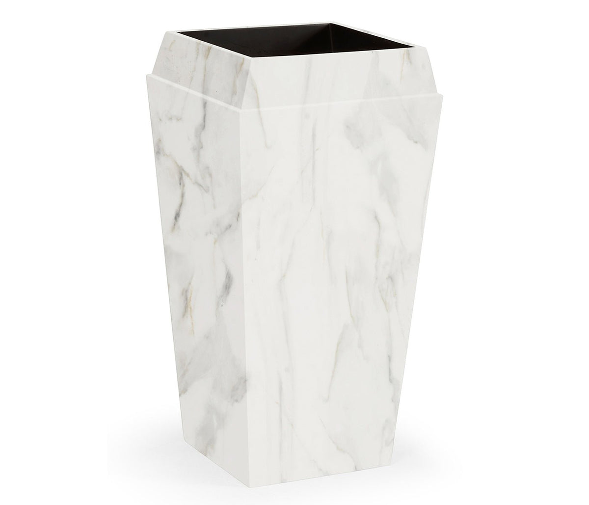 JC Outdoor - Biscayne Collection - Medium Square Faux White & Grey Marble Planter Ground Decors| Jonathan Charles