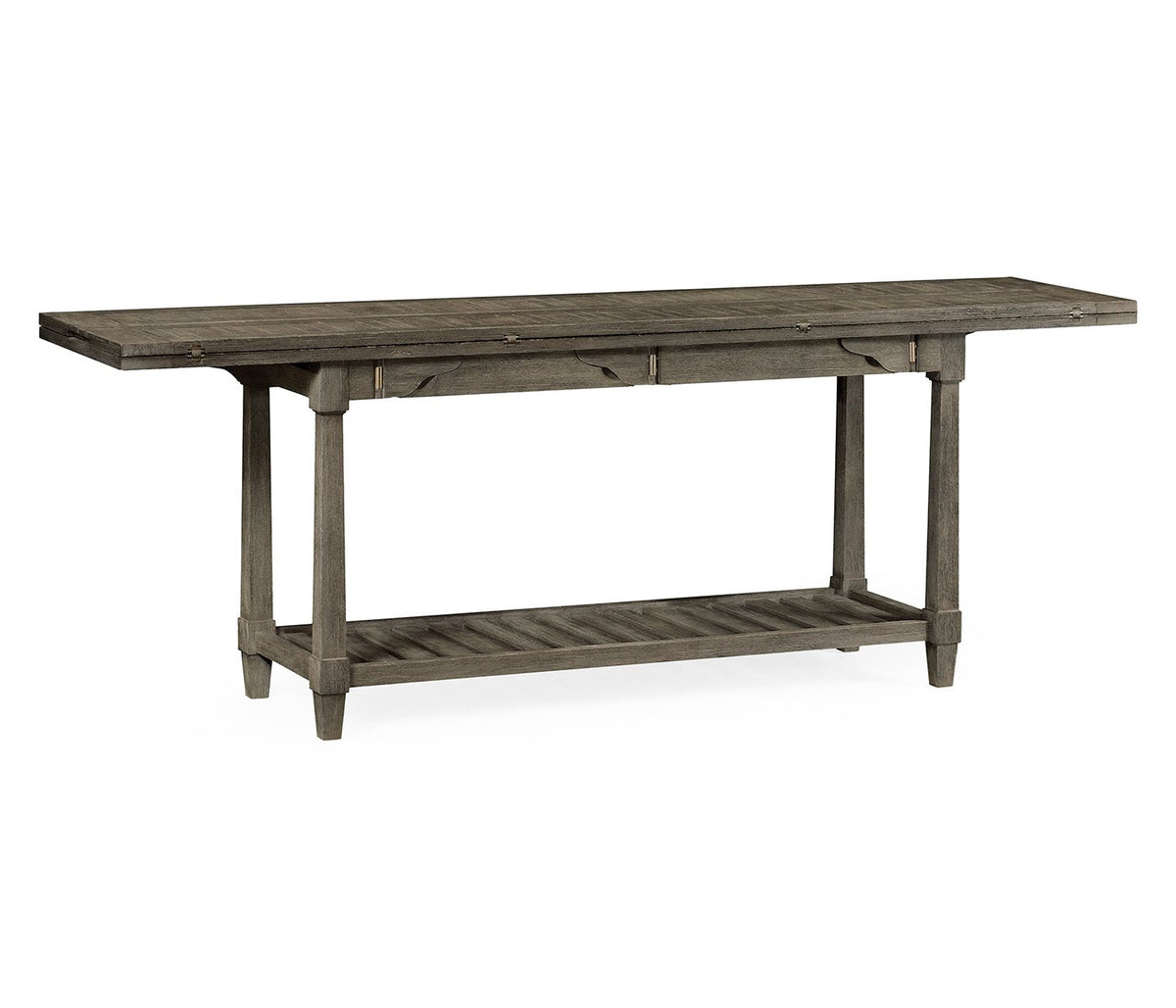 JC Outdoor - Hampton Collection - Rectangular Grey & Antique Brass Hunt Table Accent & End Tables| Jonathan Charles