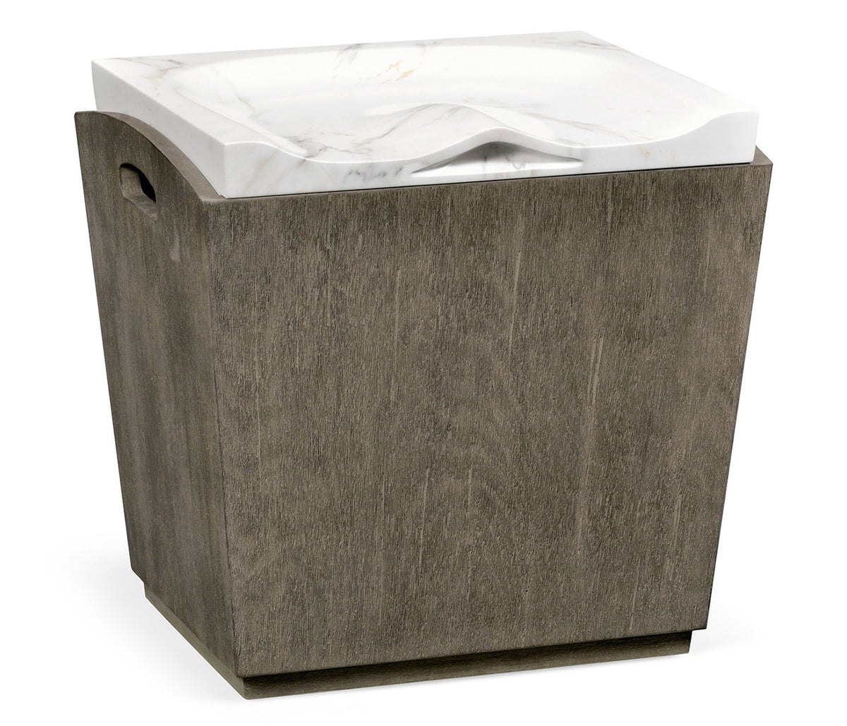JC Outdoor - Hampton Collection - Rectangular Grey & Faux White Marble Storage Stool Benches| Jonathan Charles