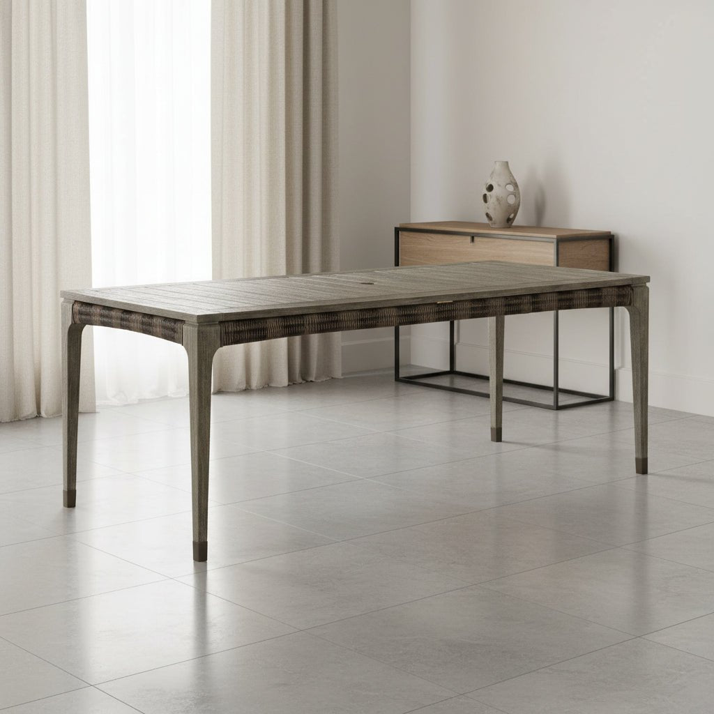 JC Outdoor - Hampton Collection - Rectangular Grey & Rattan Dining Table Dining Tables| Jonathan Charles