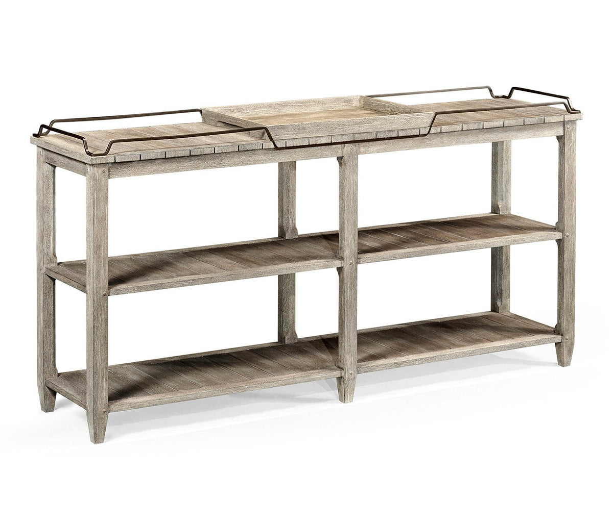 JC Outdoor - Hampton Collection - Rectangular Navajo Sand & Brass Sideboard with Removable Tray Cabinets & Chests| Jonathan Charles