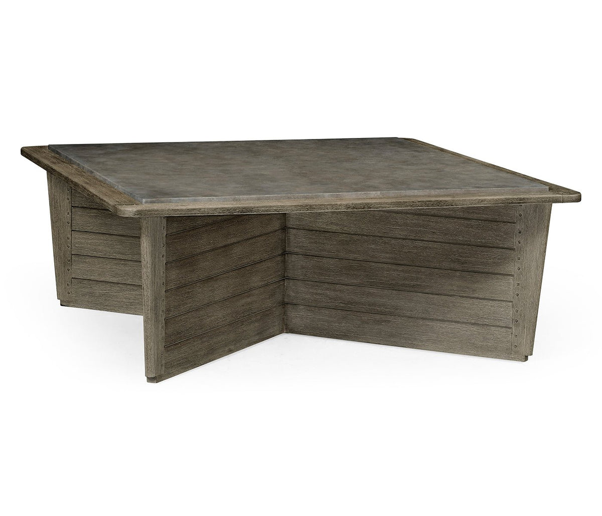 JC Outdoor - Hampton Collection - Square Grey & Concrete Coffee Table with an X-Base Coffee Tables| Jonathan Charles